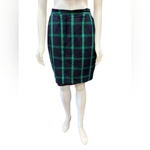 Pino Wool Blend Skirt Vintage Plaid Green Blue Size 12 EUC
